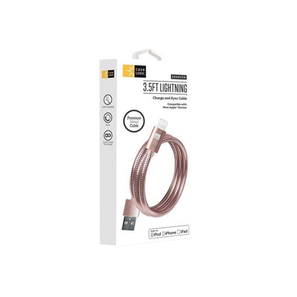 Bytech Bytech CLLPCA102RG MFI Lightning Chrome Spiral Cable; Rose Gold CLLPCA102RG - main